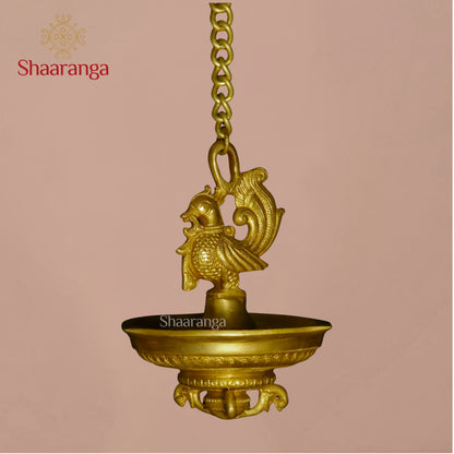 8 Inches Brass Hanging Lamp with Swan design