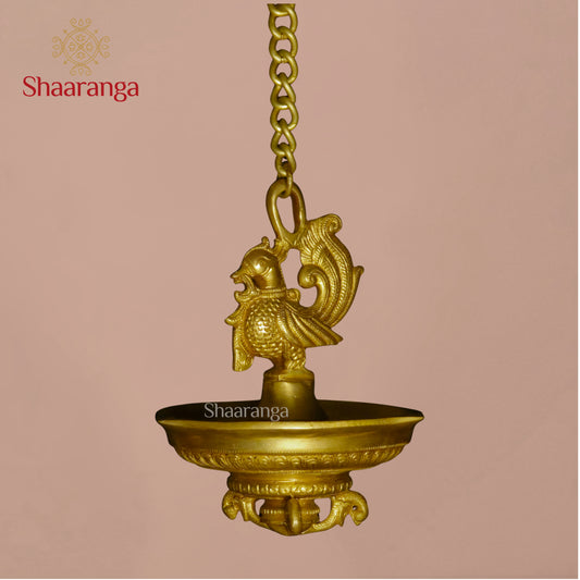 8 Inches Brass Hanging Lamp with Swan design