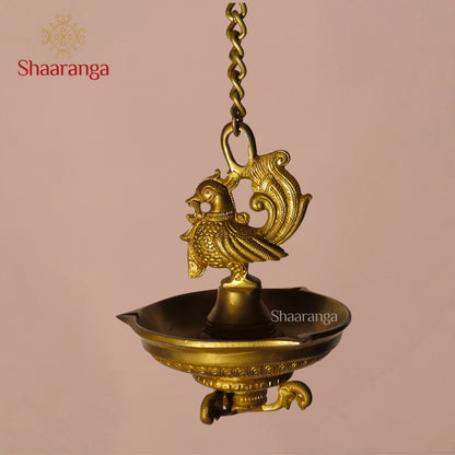 8 Inches Brass Hanging Lamp with Swan design