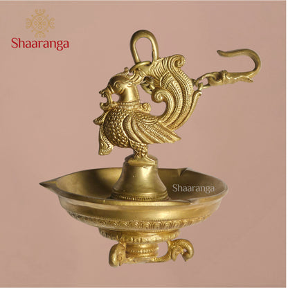 8 Inches Brass Hanging Lamp with Swan design