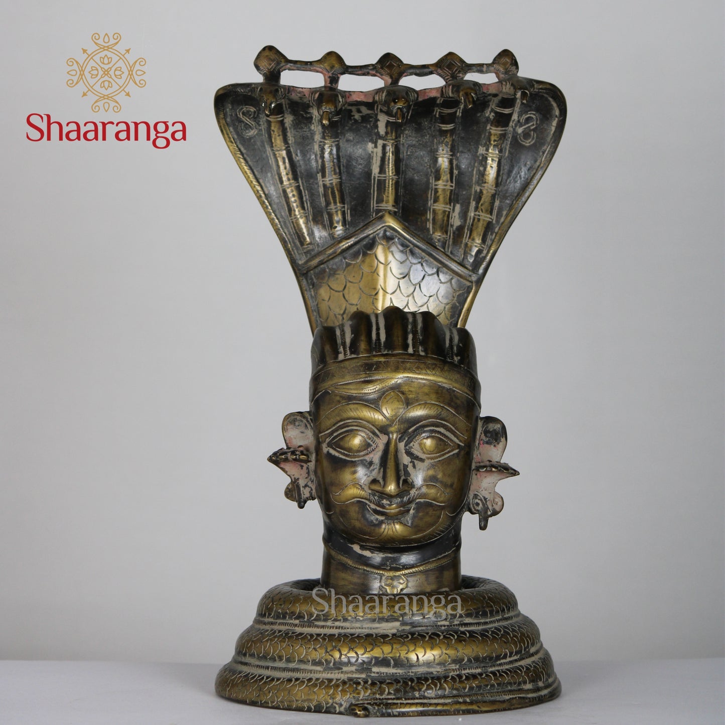 12.5 Inches Brass Shiva Head with Naag