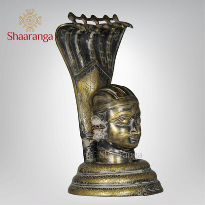 12.5 Inches Brass Shiva Head with Naag