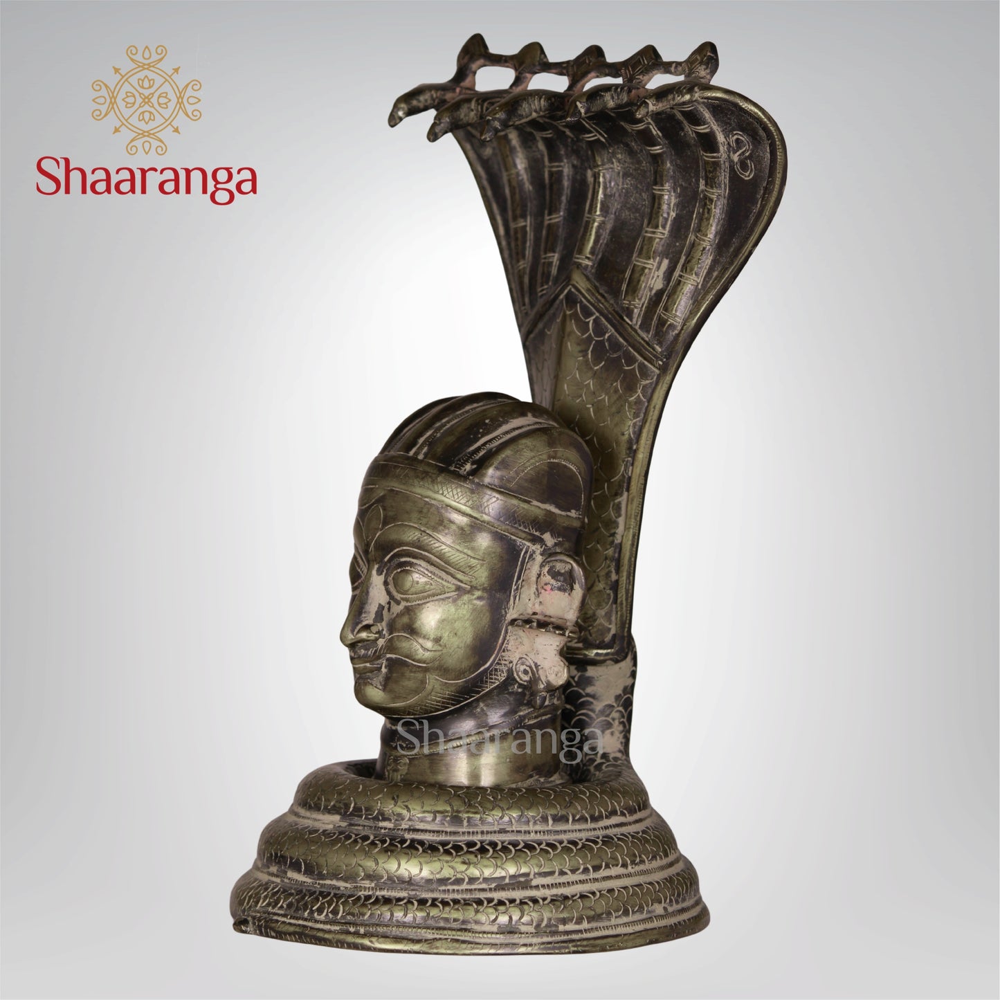 12.5 Inches Brass Shiva Head with Naag