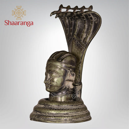 12.5 Inches Brass Shiva Head with Naag