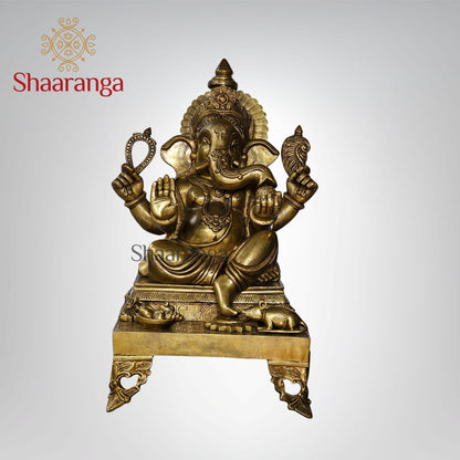 25 Inches Brass Ganesha Statue Sitting On Base ideal for Business & Commercial Spaces