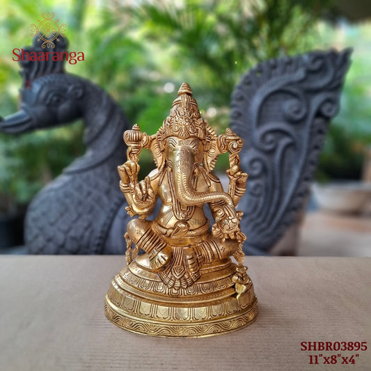 11 Inches Brass Ganesha Oval Base