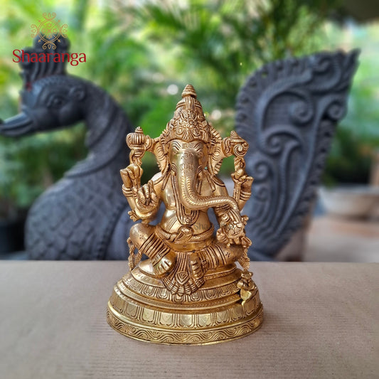 11 Inches Brass Ganesha Oval Base