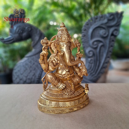 11 Inches Brass Ganesha Oval Base