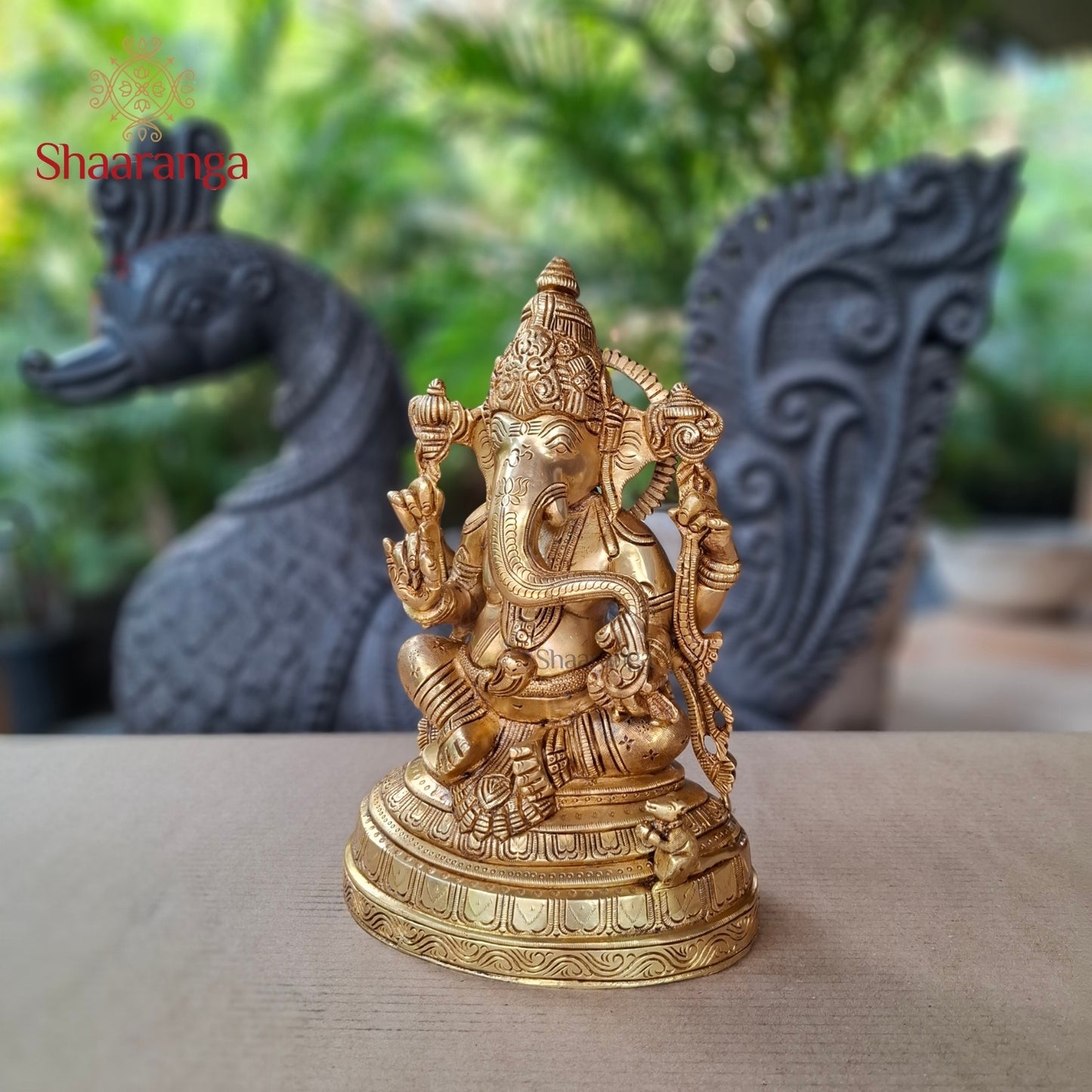 11 Inches Brass Ganesha Oval Base
