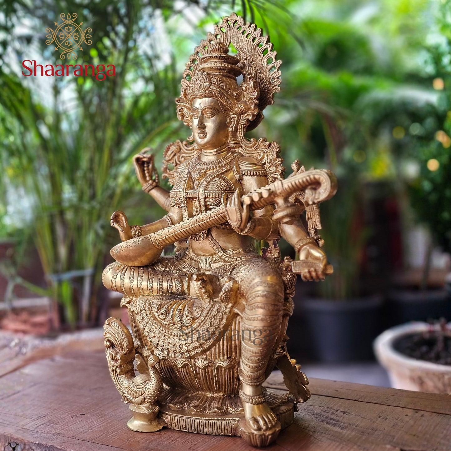 24 Inches Brass Saraswathi Devi