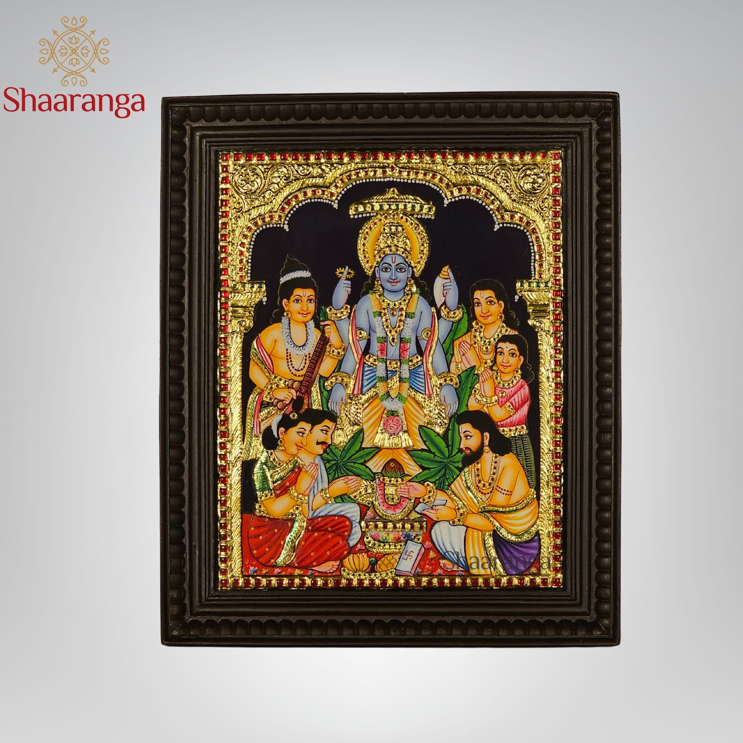 18x15 Inches Satyanarayana Swamy Tanjore Panting with 22K Gold Work