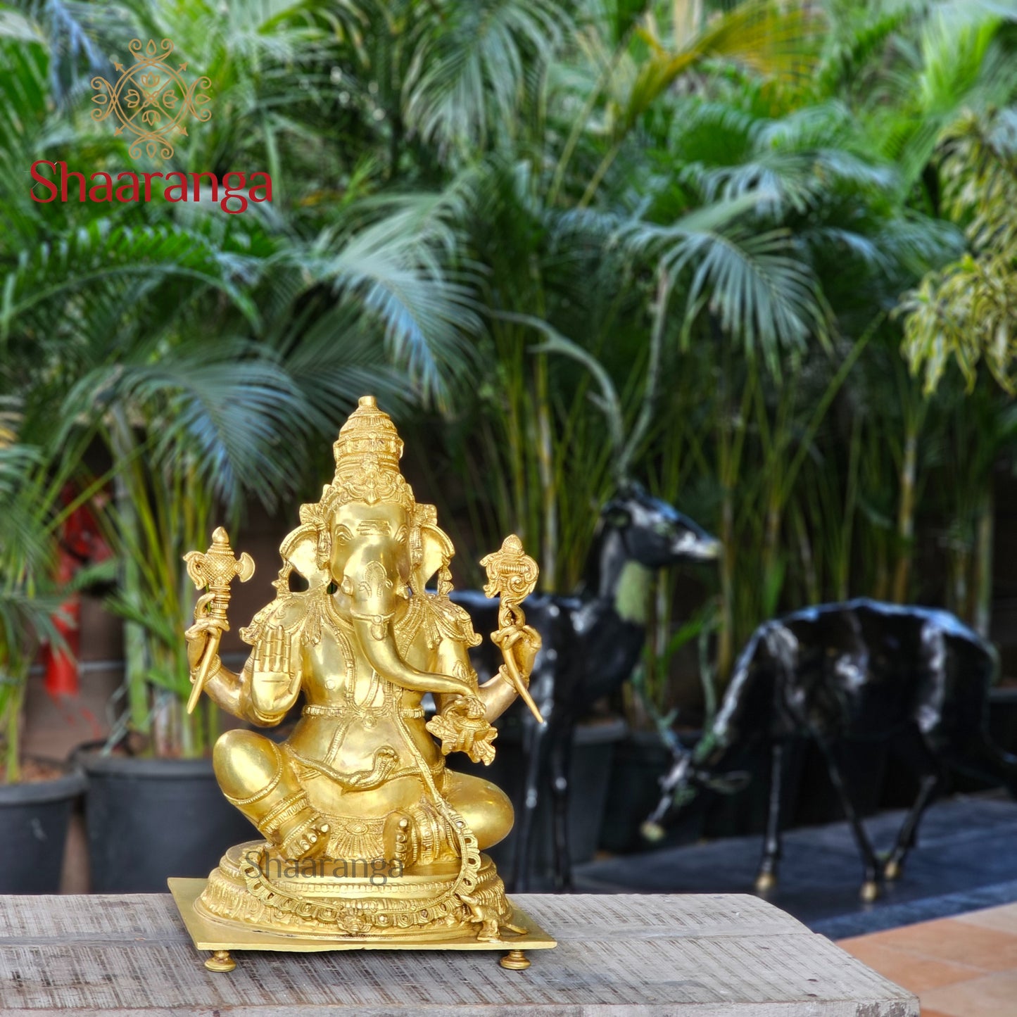 20 Inches Brass Ganesha Idol Sitting On Base