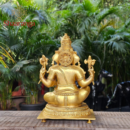 20 Inches Brass Ganesha Idol Sitting On Base