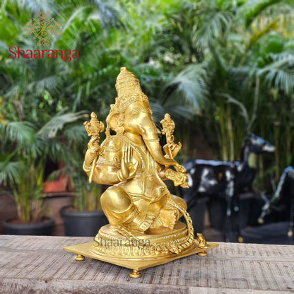 20 Inches Brass Ganesha Idol Sitting On Base
