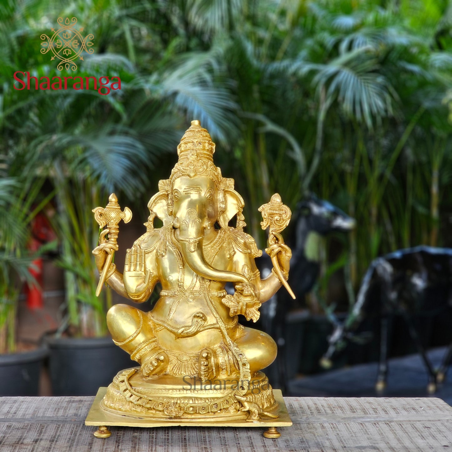 20 Inches Brass Ganesha Idol Sitting On Base