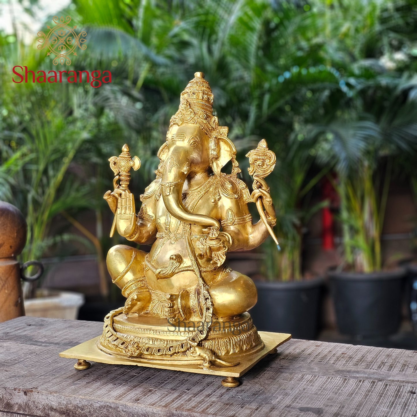 20 Inches Brass Ganesha Idol Sitting On Base