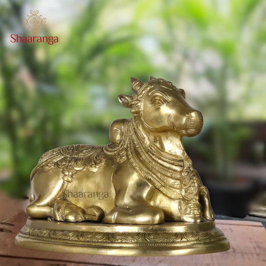 7 Inches Brass Nandi On Round Base