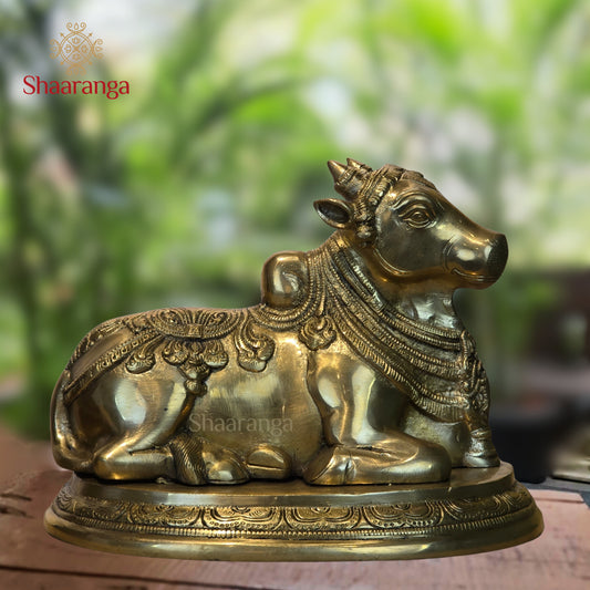 7 Inches Brass Nandi On Round Base