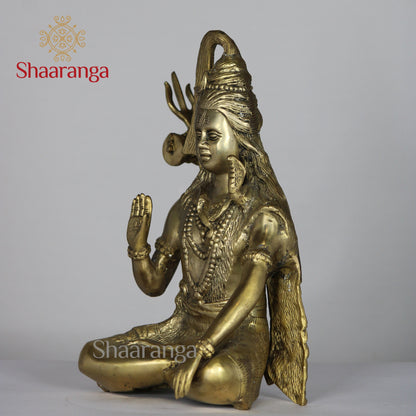 12 Inches Brass Shiva Sitting