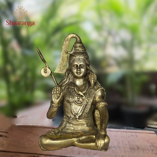 12 Inches Brass Shiva Sitting