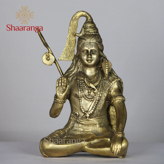12 Inches Brass Shiva Sitting