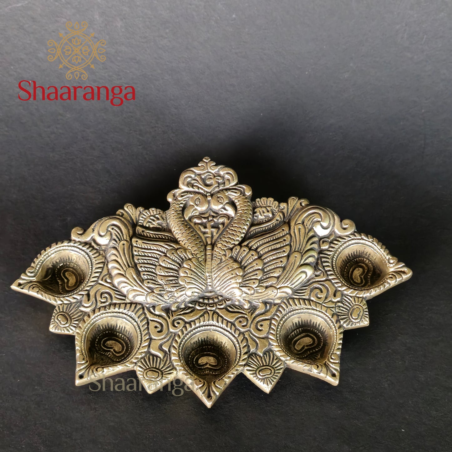 2.5 Inches Brass 5 Deepak with Double Swan