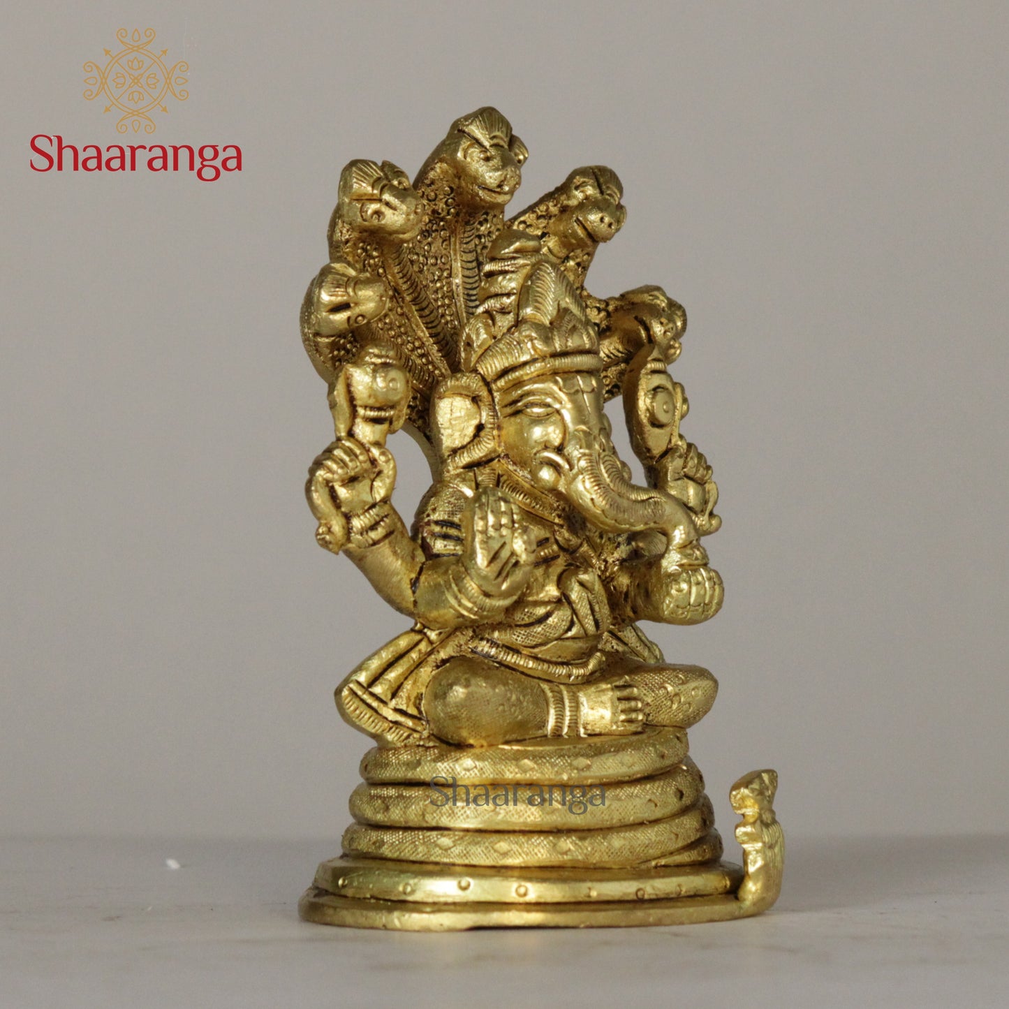 4.5 Inches Brass Ganesh Sheshnaag