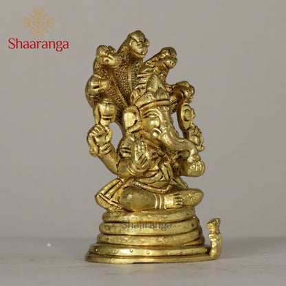 4.5 Inches Brass Ganesh Sheshnaag