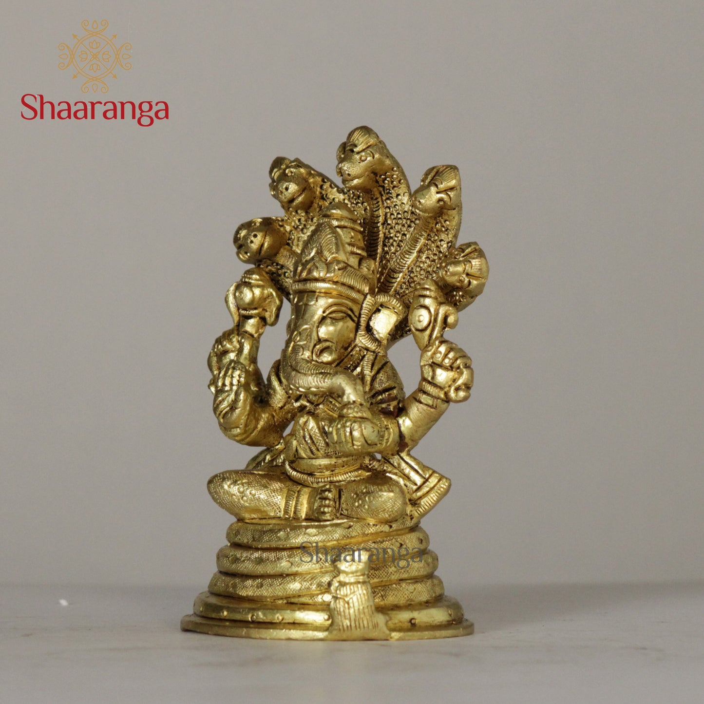 4.5 Inches Brass Ganesh Sheshnaag