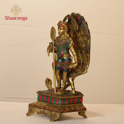12 Inches Brass Kartikeya