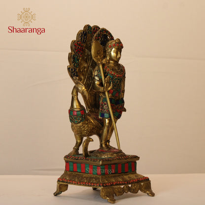 12 Inches Brass Kartikeya