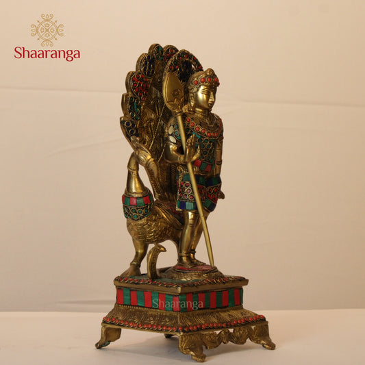 12 Inches Brass Kartikeya