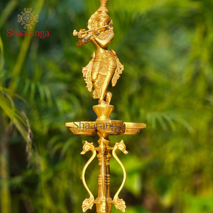 12 inches Brass Krishna Deepam Lamp