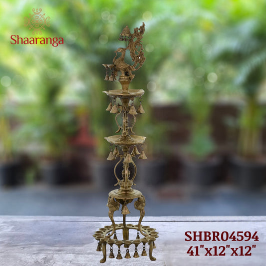 41 Inches Brass Annam Lamp with Bell