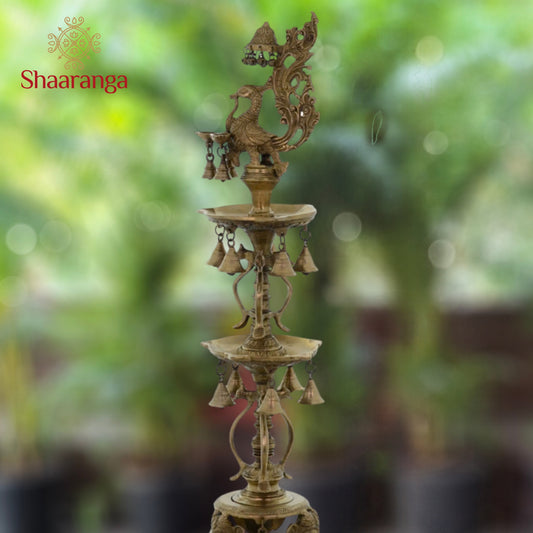 41 Inches Brass Annam Lamp with Bell