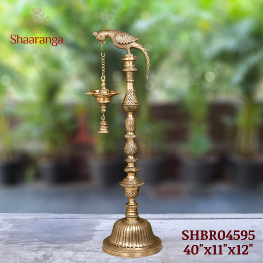 40 Inches Brass Parrot Lamp