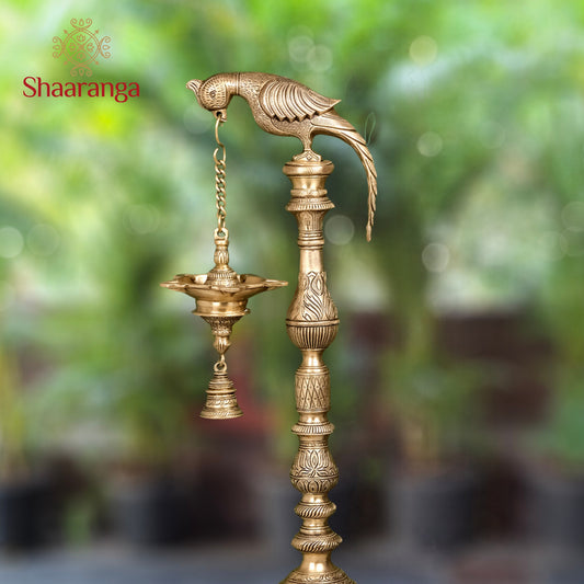40 Inches Brass Parrot Lamp