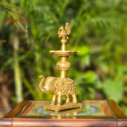 12 Inches Brass Decorative Elephant Lamp