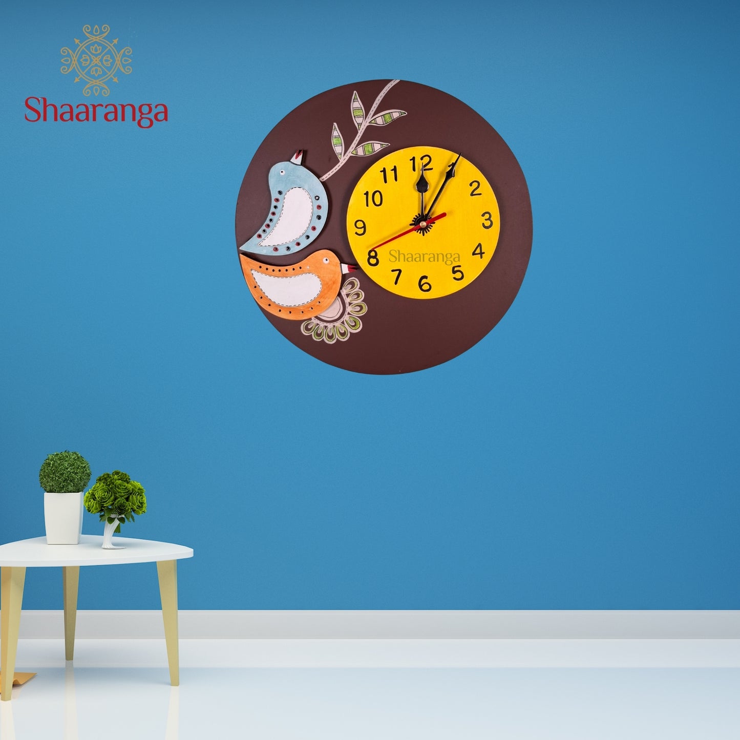 10 Inches Wooden Two Birds Wall Clock