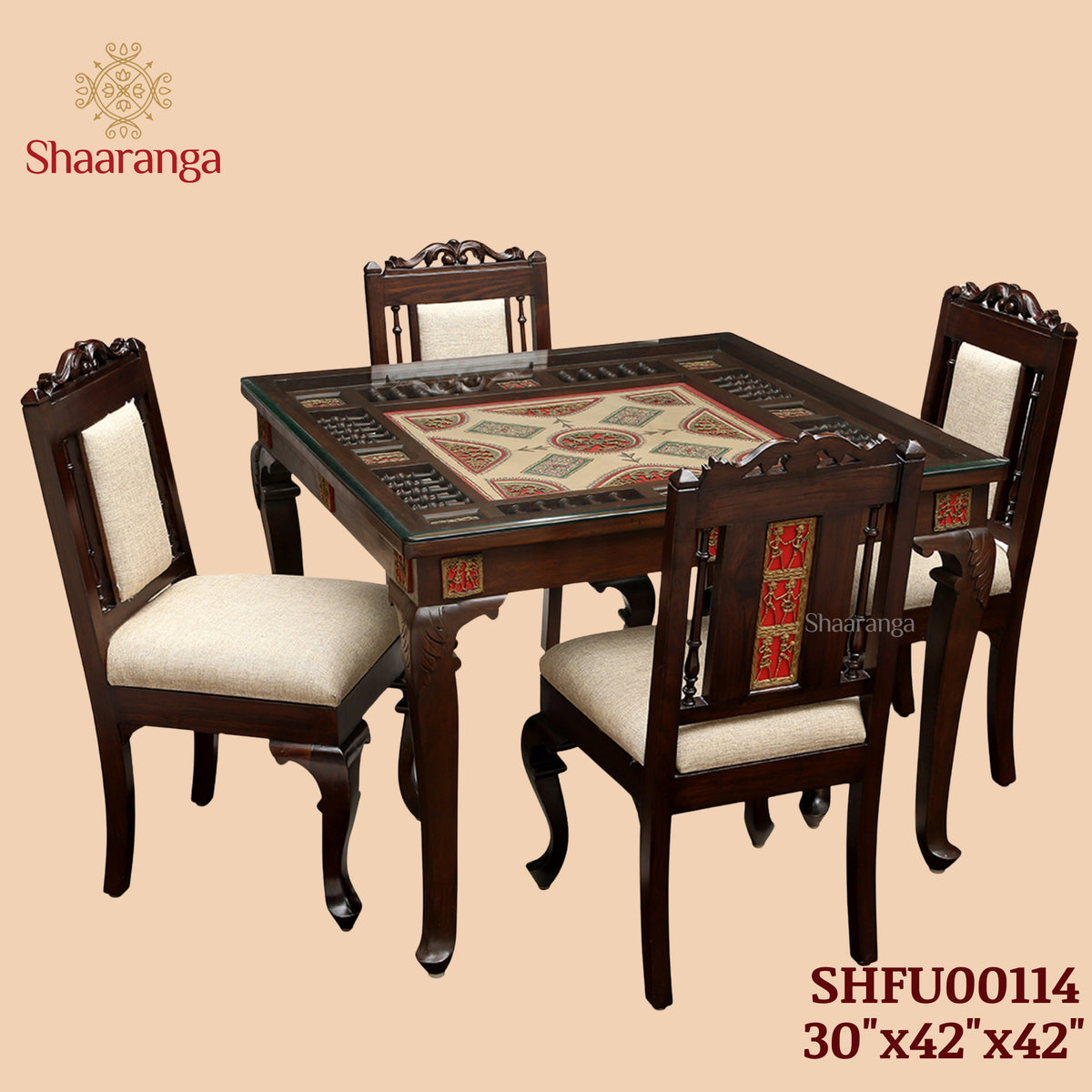 Aurum 4 Seater Dining Table in Teakwood with Walnut Finish (30x42x42)