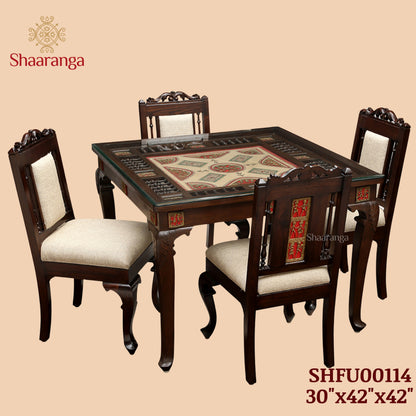 Aurum 4 Seater Dining Table in Teakwood with Walnut Finish (30x42x42)