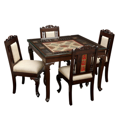 Aurum 4 Seater Dining Table in Teakwood with Walnut Finish (42x42x30)