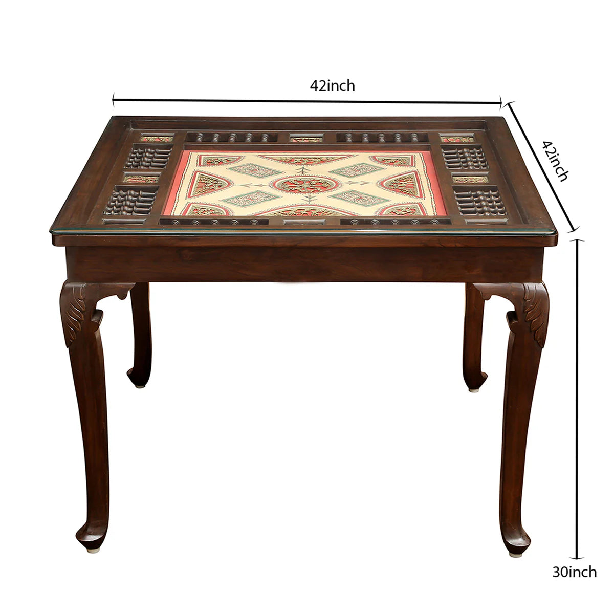 Aurum 4 Seater Dining Table in Teakwood with Walnut Finish (42x42x30)