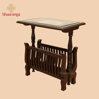 Kylie End Table with Magazine Stand in Teakwood with Walnut Finish (24x22x15)