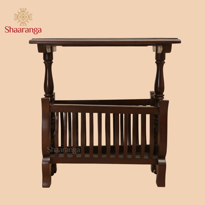 Kylie End Table with Magazine Stand in Teakwood with Walnut Finish (24x22x15)