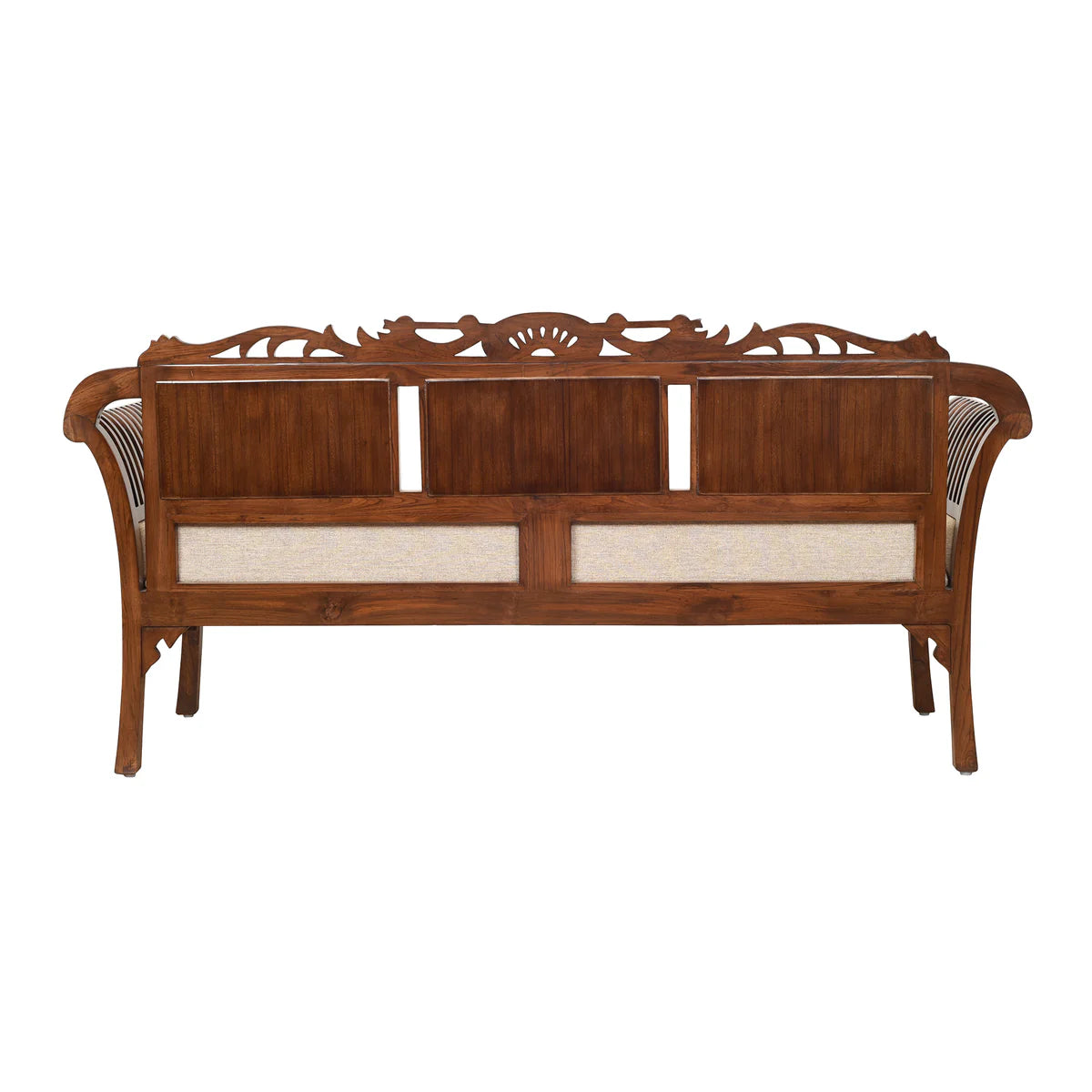 Alpha-I Three Seater Sofa with Cushioned Seat and Designer Back Rest in Walnut Colour (69x22x35)