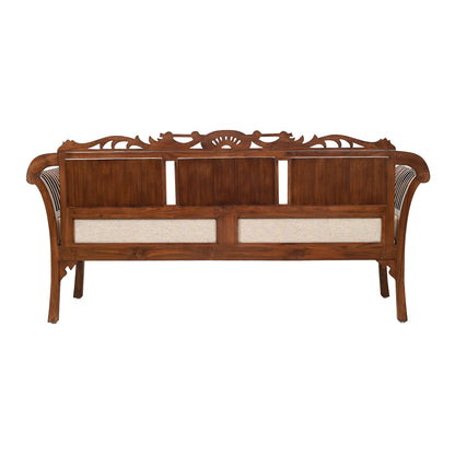 Alpha-I Three Seater Sofa with Cushioned Seat and Designer Back Rest in Walnut Colour (69x22x35)