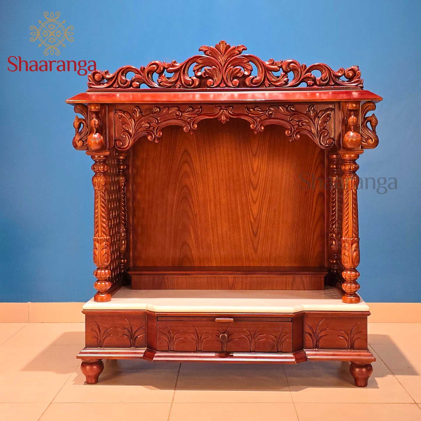 33 Inches Medium Size Teakwood Mandir – Compact Elegance for Divine Corners