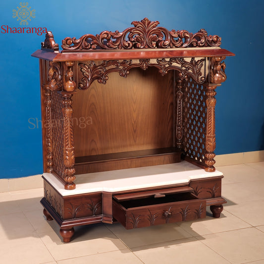 33 Inches Medium Size Teakwood Mandir – Compact Elegance for Divine Corners