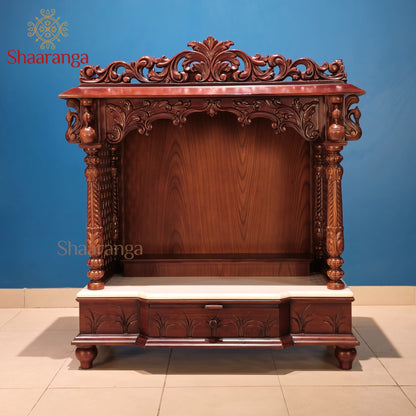 33 Inches Medium Size Teakwood Mandir – Compact Elegance for Divine Corners